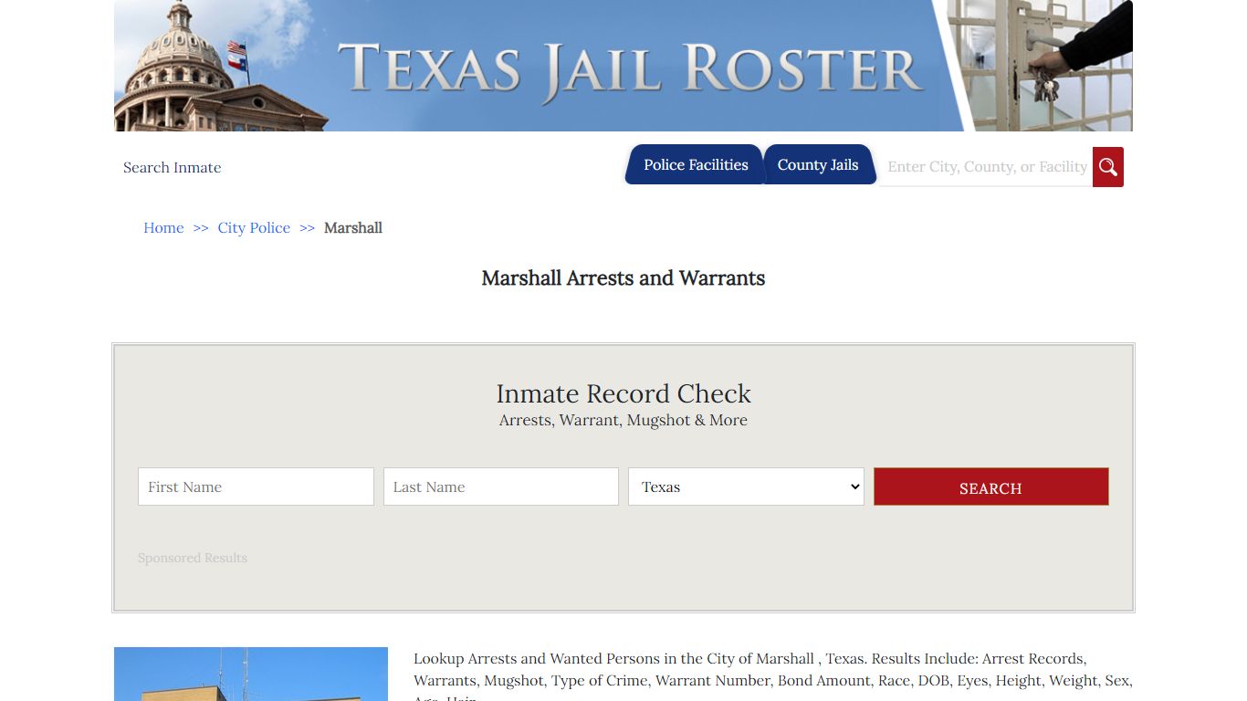 Marshall Arrests and Warrants | Jail Roster Search
