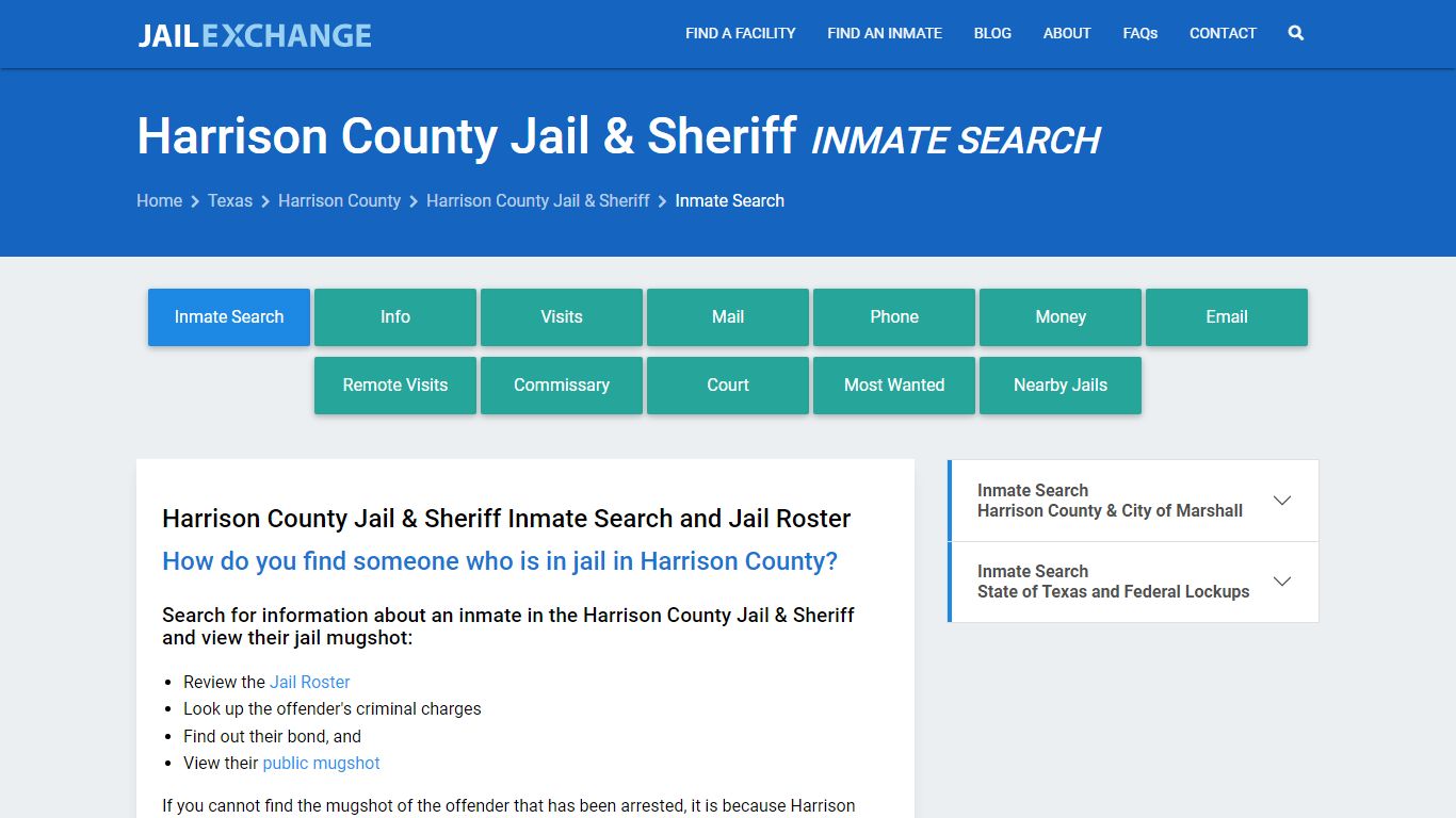Inmate Search: Roster & Mugshots - Harrison County Jail & Sheriff, TX